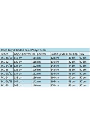 38501 Büyük Beden Basic Penye Tunik - Kahverengi