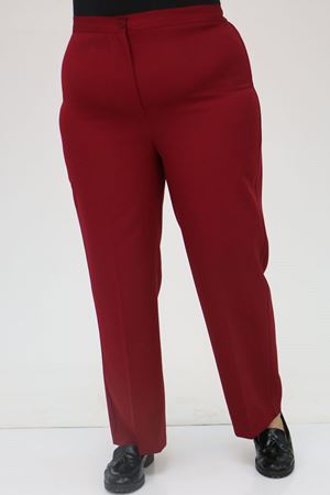 29021 Büyük Beden Beli Düğmeli Double Pantolon - Bordo