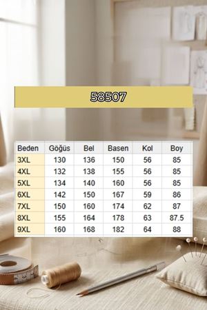 58507 Büyük Beden Yakası Biyeli Penye Tişört - Vizon