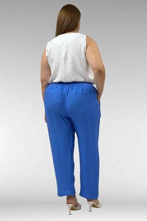 69014 Büyük Beden Beli Lastikli Cepli Double Tensel Pantolon - İndigo
