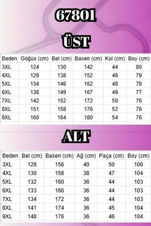 67801 Büyük Beden Kısakol Desenli  Pijama Takımı - Pembe Kurdele Desenli