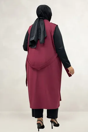 64001 Büyük Beden Mostralı Nora Yelek - Bordo