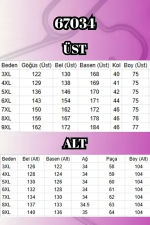 67034 Büyük Beden Yanları Patlı Penye Pantolonlu Takım - Mürdüm