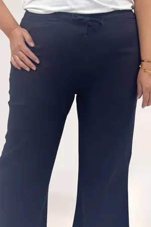 5041 Beli Bağcıklı İspanyol Paça Pantolon - Siyah
