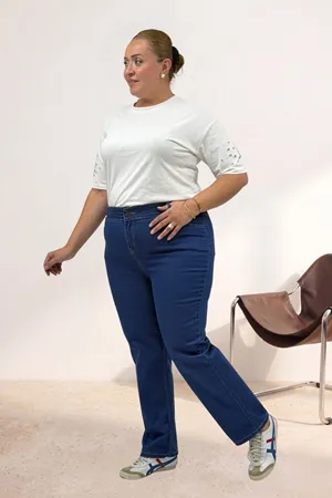 5053S Boru Paça Kot Pantolon - Mavi
