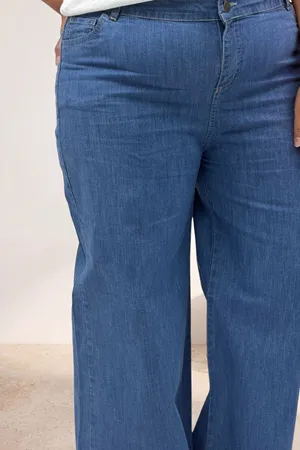 5051S Cep Detaylı Bol Paça Kot Pantolon - Mavi