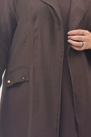 63016 Büyük Beden Mostralı Blazer Double Tensel Ceket - Kahve