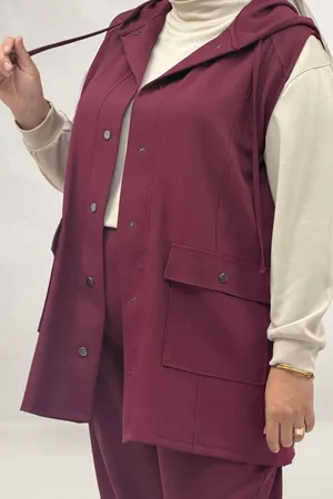 67057 Büyük Beden Yelek-Pantolon Nora Takım - Bordo