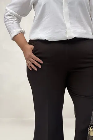 29031 Büyük Beden İspanyol Paça Pantolon - Kahve