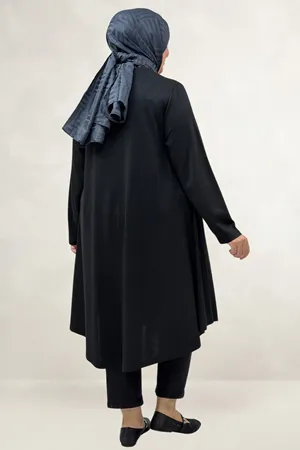 68090  Büyük Beden Modal Mevlana Tunik - Siyah