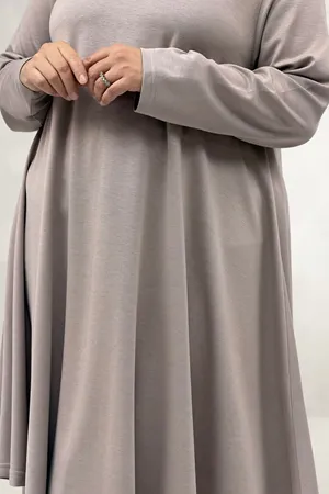 68090  Büyük Beden Modal Mevlana Tunik - Bej
