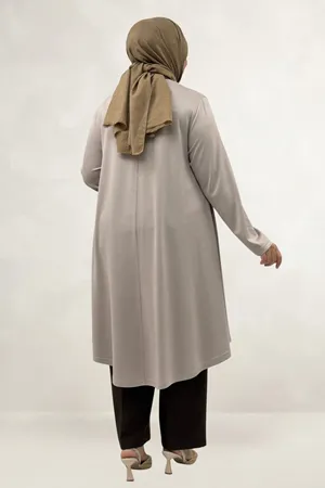 68090  Büyük Beden Modal Mevlana Tunik - Bej