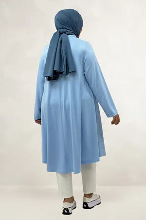 68090  Büyük Beden Modal Mevlana Tunik - Bebe Mavi