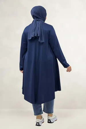 68090  Büyük Beden Modal Mevlana Tunik - Lacivert