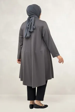 68090  Büyük Beden Modal Mevlana Tunik - Antrasit