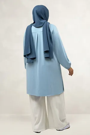 68080 Büyük Beden Basic Modal Tunik - Bebe Mavi