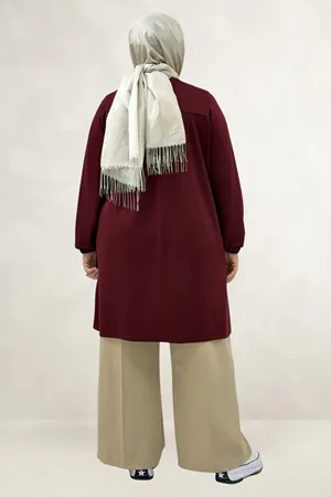 68080 Büyük Beden Basic Modal Tunik - Bordo