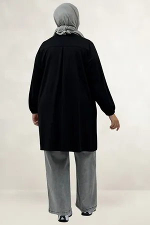 68080 Büyük Beden Basic Modal Tunik - Siyah