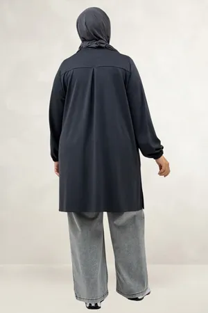68080 Büyük Beden Basic Modal Tunik - Antrasit