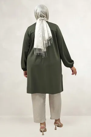 68080 Büyük Beden Basic Modal Tunik - Haki