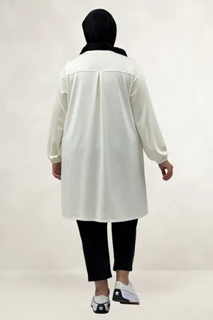 68080 Büyük Beden Basic Modal Tunik - Ekru