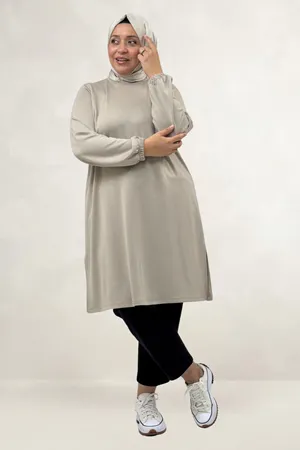 68080 Büyük Beden Basic Modal Tunik - Bej