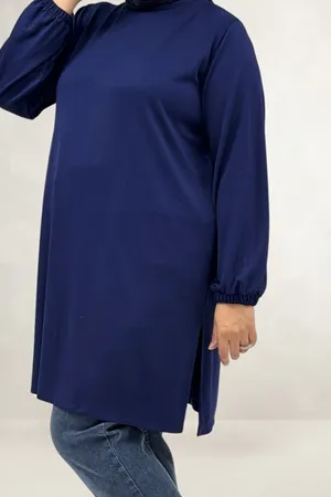 68080 Büyük Beden Basic Modal Tunik - Lacivert