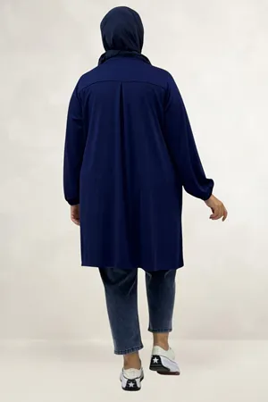 68080 Büyük Beden Basic Modal Tunik - Lacivert
