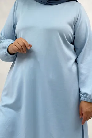 68080 Büyük Beden Basic Modal Tunik - Bebe Mavi