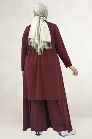 68086 Büyük Beden Eteği Oval Kesim Modal Tunik - Bordo