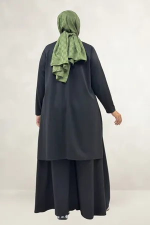 68086 Büyük Beden Eteği Oval Kesim Modal Tunik - Siyah