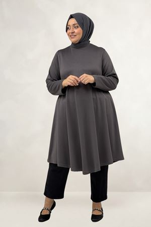 68091 Büyük Beden Basic Modal Tunik - Antrasit