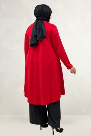 68091 Büyük Beden Basic Modal Tunik - Kırmızı