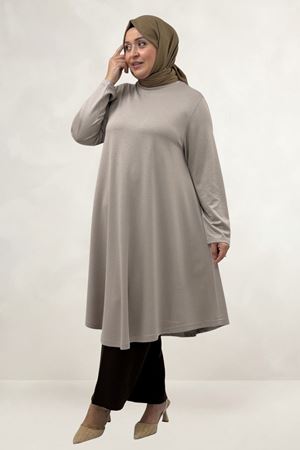 68091 Büyük Beden Basic Modal Tunik - Bej