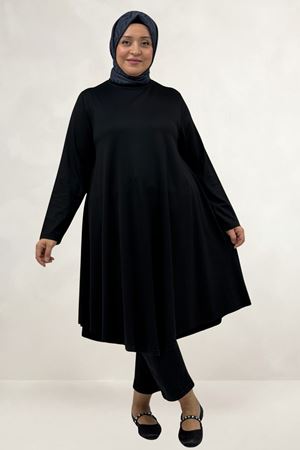 68091 Büyük Beden Basic Modal Tunik - Siyah