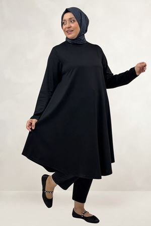 68091 Büyük Beden Basic Modal Tunik - Siyah