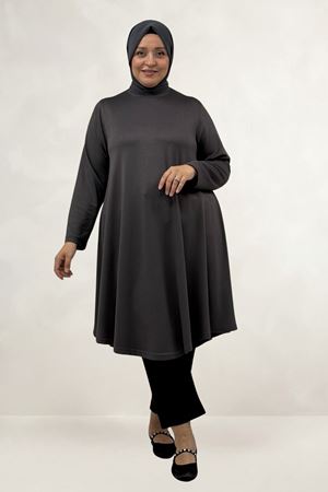 68091 Büyük Beden Basic Modal Tunik - Antrasit
