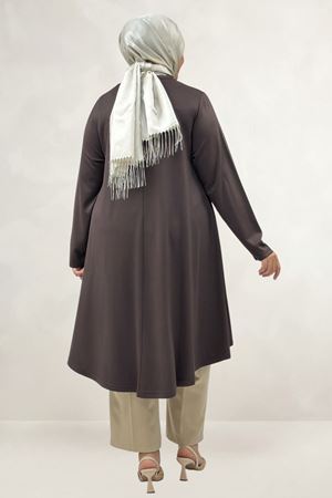 68091 Büyük Beden Basic Modal Tunik - Kahve