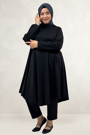 68091 Büyük Beden Basic Modal Tunik - Siyah