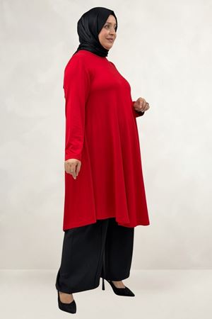 68091 Büyük Beden Basic Modal Tunik - Kırmızı