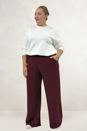 69024  Büyük Beden Beli Lastikli Modal Pantolon - Bordo