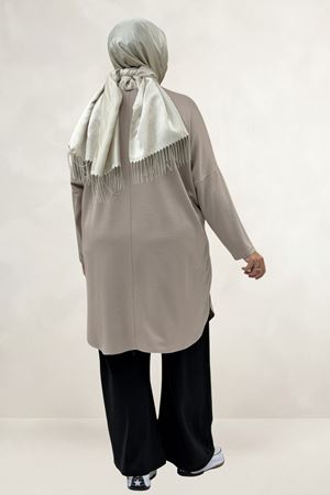 68091 Büyük Beden Basic Modal Tunik - Bej