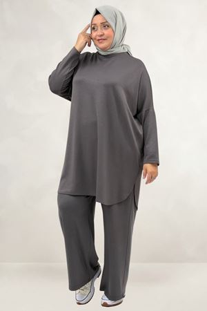 68091 Büyük Beden Basic Modal Tunik - Antrasit