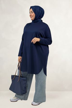 68091 Büyük Beden Basic Modal Tunik - Lacivert