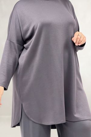 68091 Büyük Beden Basic Modal Tunik - Antrasit