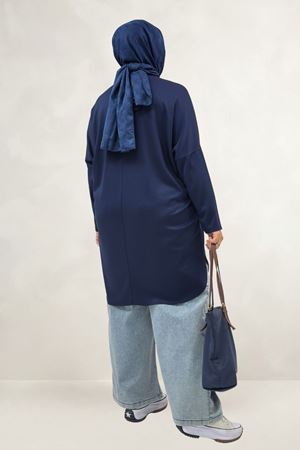 68091 Büyük Beden Basic Modal Tunik - Lacivert