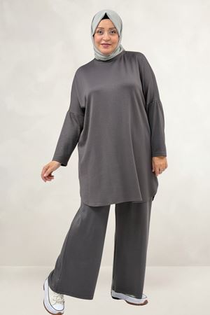 68091 Büyük Beden Basic Modal Tunik - Antrasit