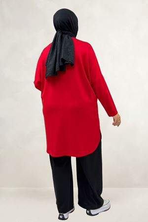 68091 Büyük Beden Basic Modal Tunik - Kırmızı