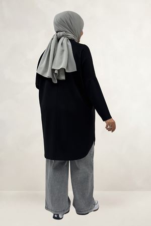 68091 Büyük Beden Basic Modal Tunik - Siyah