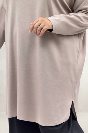 68091 Büyük Beden Basic Modal Tunik - Bej